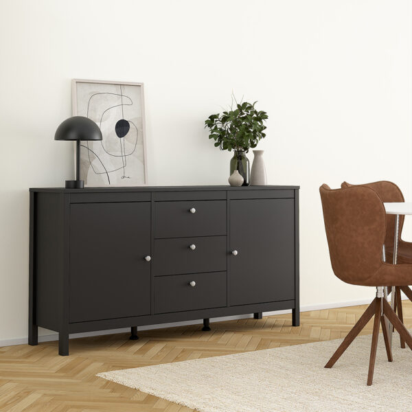 Madrid Sideboard 2 Doors 3 Drawers in Matt Black - Image 7