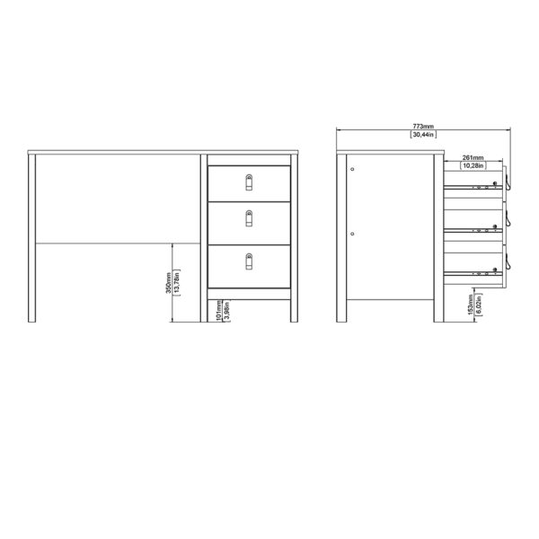 Madrid Desk 3 Drawers Matt Black - Image 11