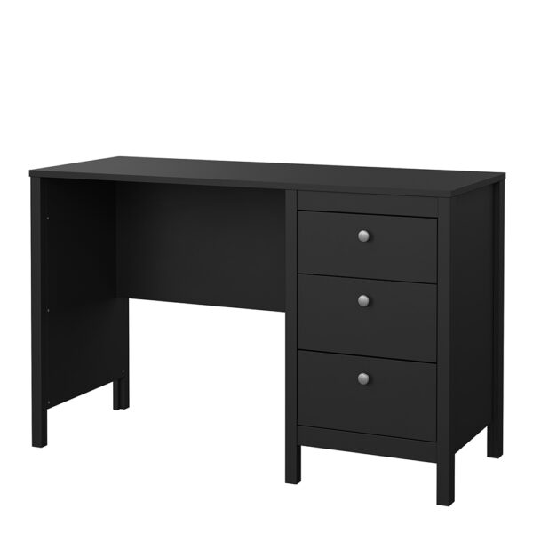 Madrid Desk 3 Drawers Matt Black - Image 4