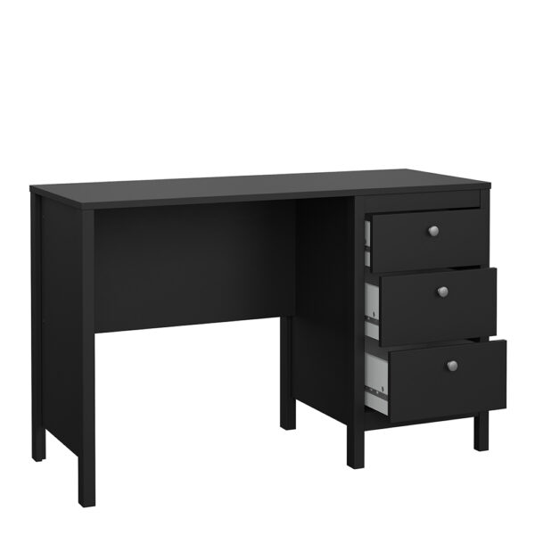 Madrid Desk 3 Drawers Matt Black - Image 6
