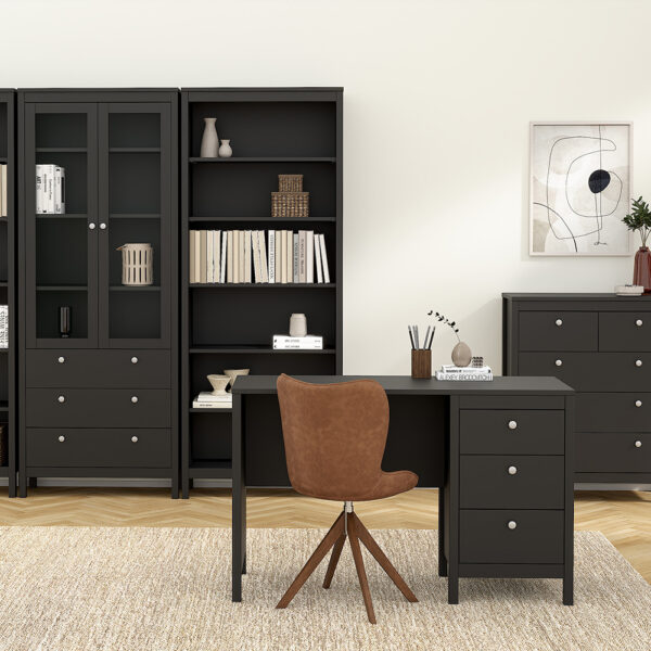 Madrid Desk 3 Drawers Matt Black - Image 2