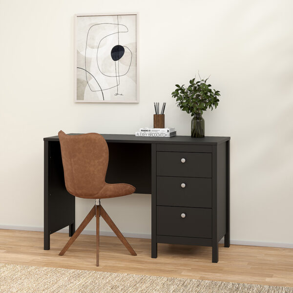 Madrid Desk 3 Drawers Matt Black - Image 7