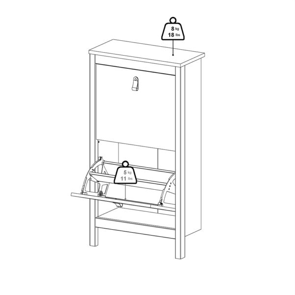 Madrid Shoe Cabinet 2 Flip Down Doors Matt Black - Image 11