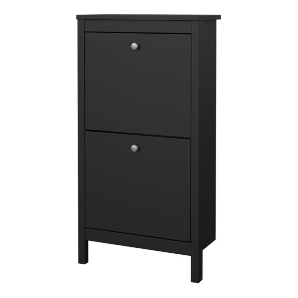 Madrid Shoe Cabinet 2 Flip Down Doors Matt Black - Image 4