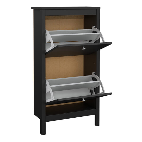 Madrid Shoe Cabinet 2 Flip Down Doors Matt Black - Image 6