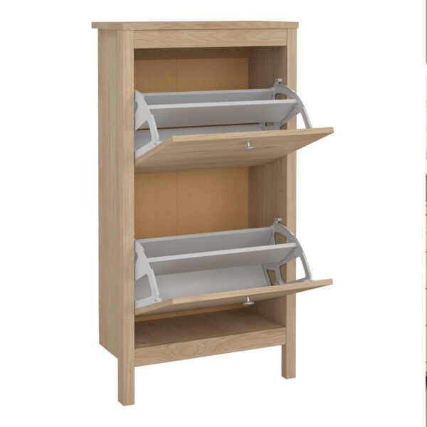 Madrid Shoe Cabinet 2 Flap Doors in Jackson Hickory Oak - Image 6