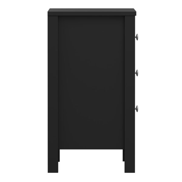 Madrid Bedside Table 3 Drawers in Matt Black - Image 4