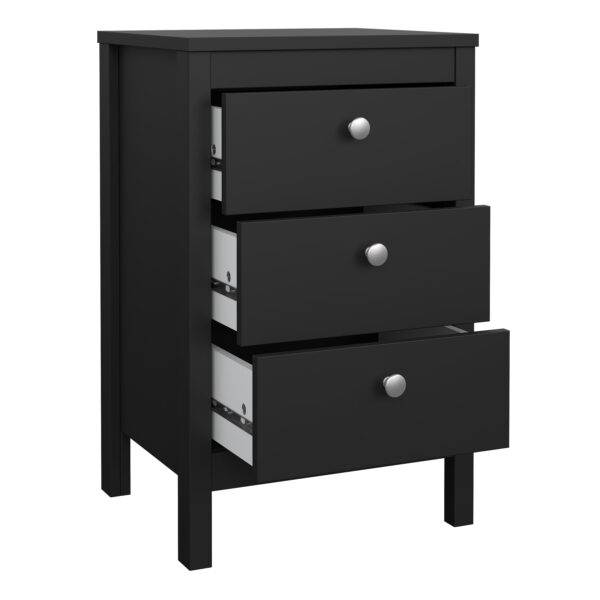 Madrid Bedside Table 3 Drawers in Matt Black - Image 6