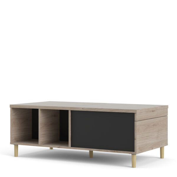 Rome Coffee Table with Sliding Top in Jackson Hickory Oak and Matt Black - Image 4