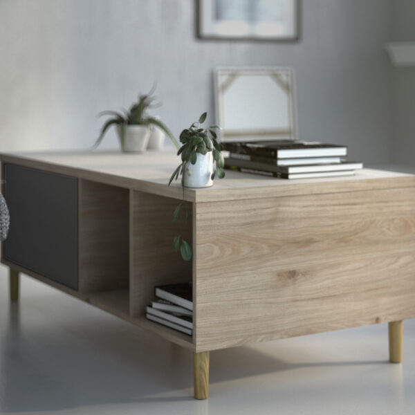 Rome Coffee Table with Sliding Top in Jackson Hickory Oak and Matt Black - Image 6