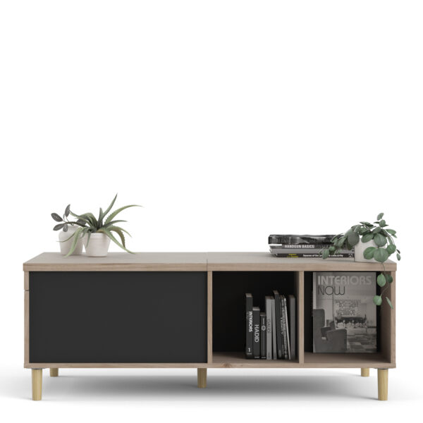 Rome Coffee Table with Sliding Top in Jackson Hickory Oak and Matt Black - Image 9