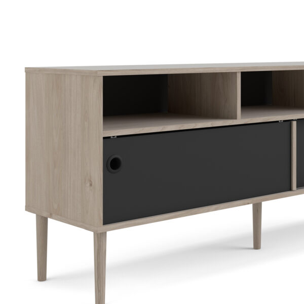 Rome TV Unit 2 Sliding Doors in Jackson Hickory Oak and Matt Black - Image 10