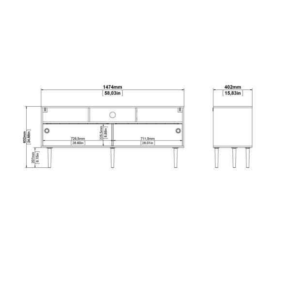 Rome TV Unit 2 Sliding Doors in Jackson Hickory Oak and Matt Black - Image 13