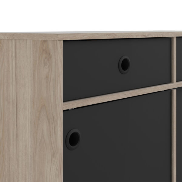 Rome Sideboard 2 Sliding Doors 2 Drawers in Jackson Hickory Oak and Matt Black - Image 11