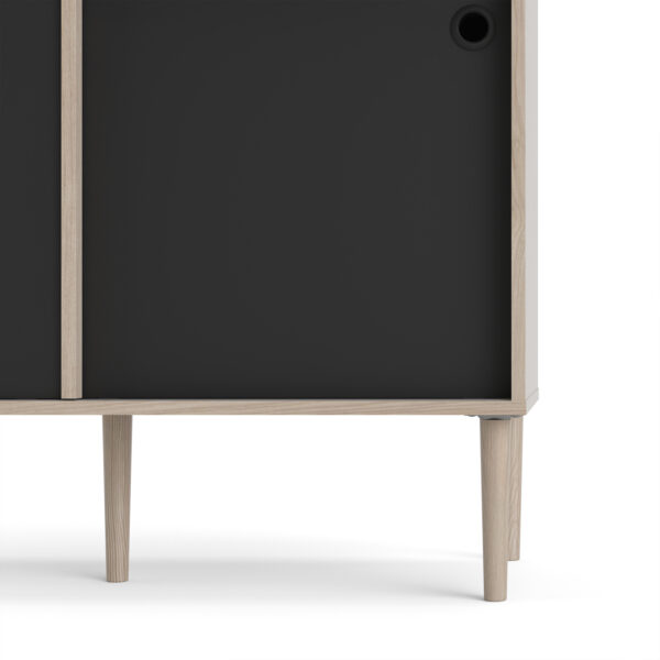 Rome Sideboard 2 Sliding Doors 2 Drawers in Jackson Hickory Oak and Matt Black - Image 12
