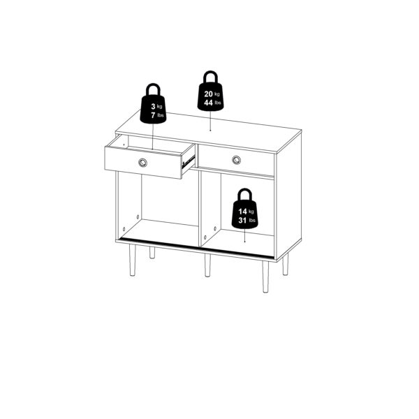 Rome Sideboard 2 Sliding Doors 2 Drawers in Jackson Hickory Oak and Matt Black - Image 16