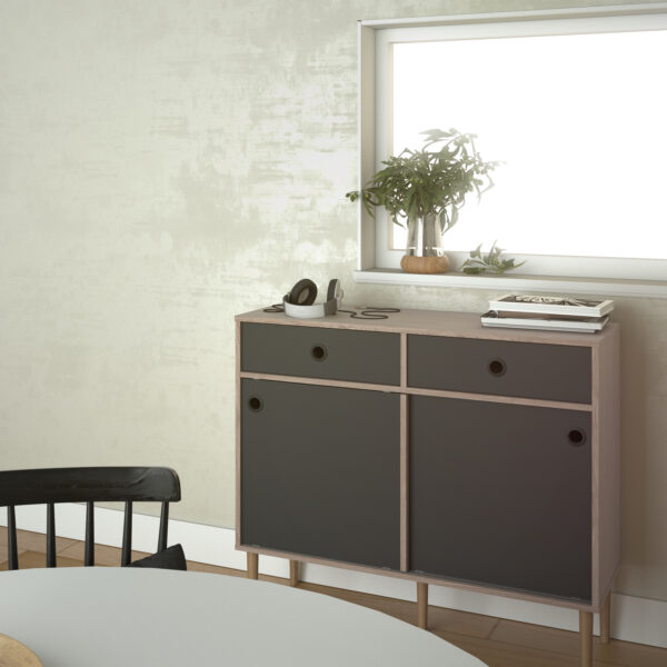 Rome Sideboard 2 Sliding Doors 2 Drawers in Jackson Hickory Oak and Matt Black - Image 8