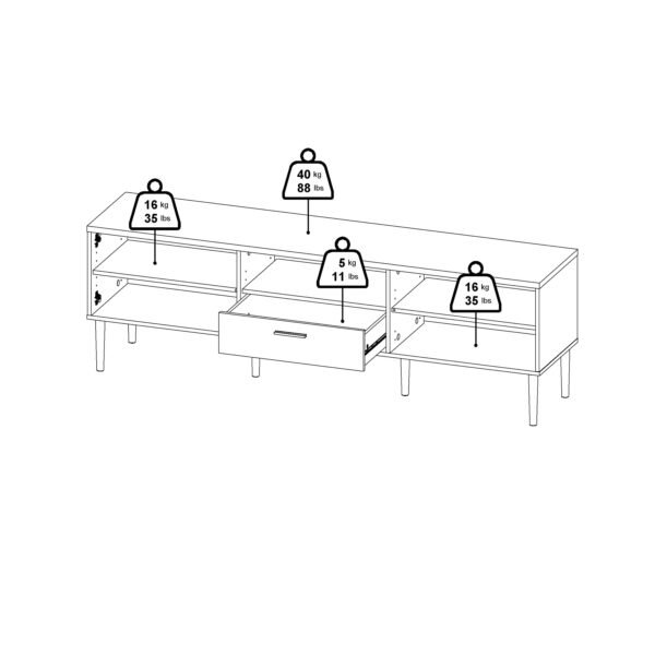 Media TV Unit with 2 Doors 1 Drawer in White - Image 12
