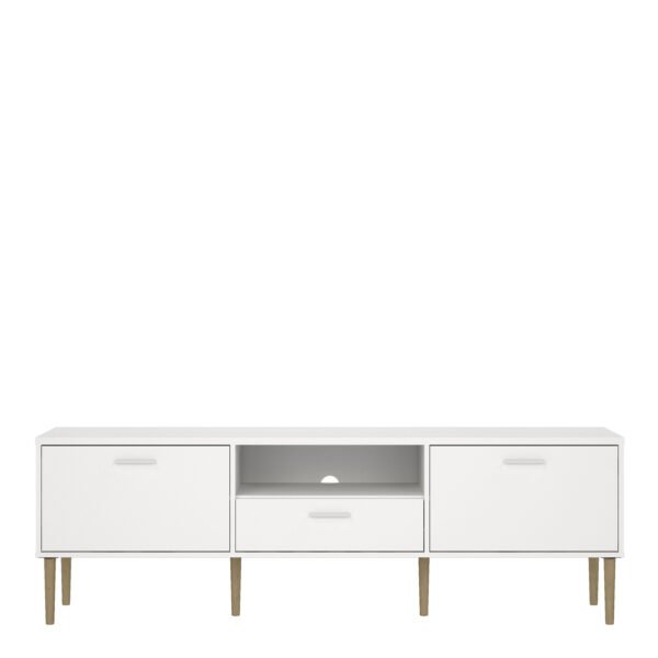 Media TV Unit with 2 Doors 1 Drawer in White - Image 3