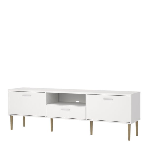Media TV Unit with 2 Doors 1 Drawer in White - Image 4