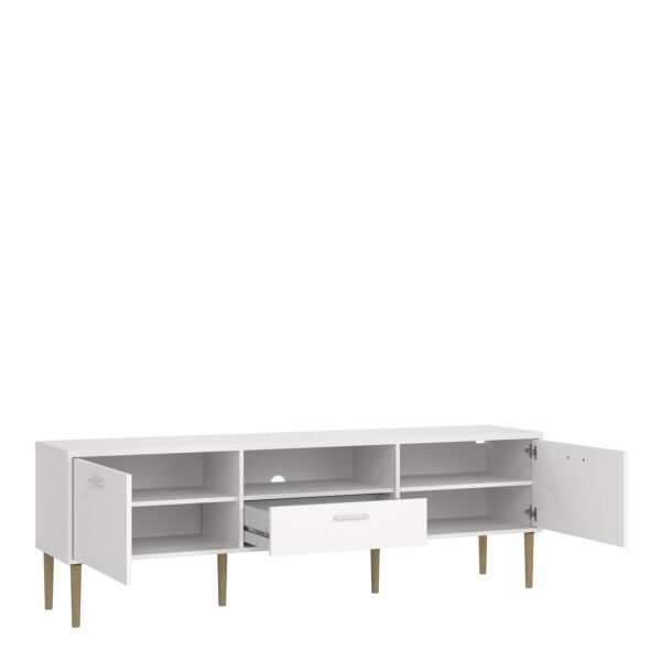Media TV Unit with 2 Doors 1 Drawer in White - Image 6