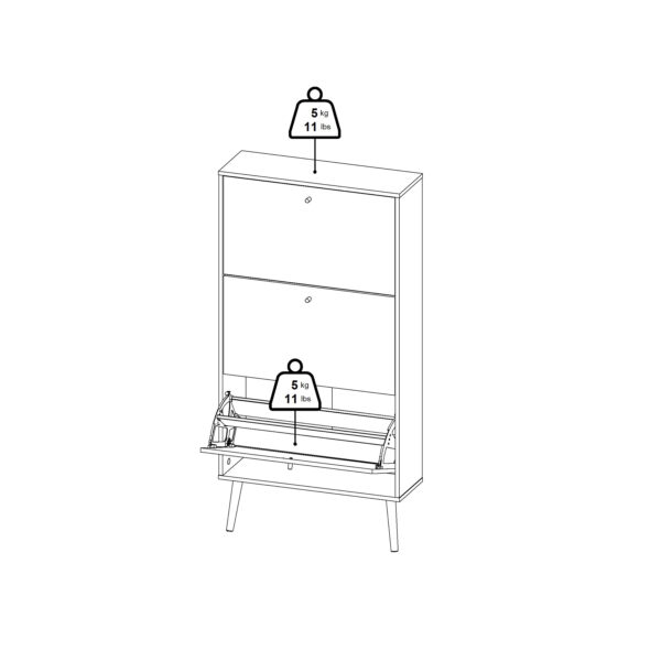 Cumbria Shoe Cabinet 3 Flip Down Doors White - Image 13