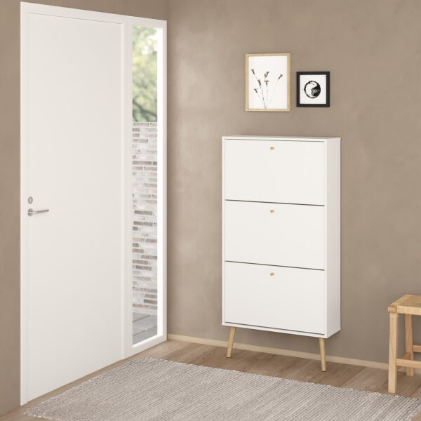 Cumbria Shoe Cabinet 3 Flip Down Doors White - Image 8