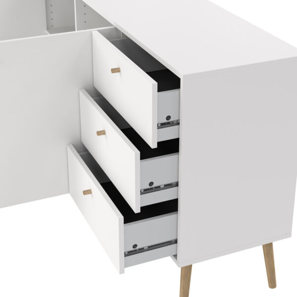 Cumbria Sideboard 2 Doors + 3 Drawers White - Image 8
