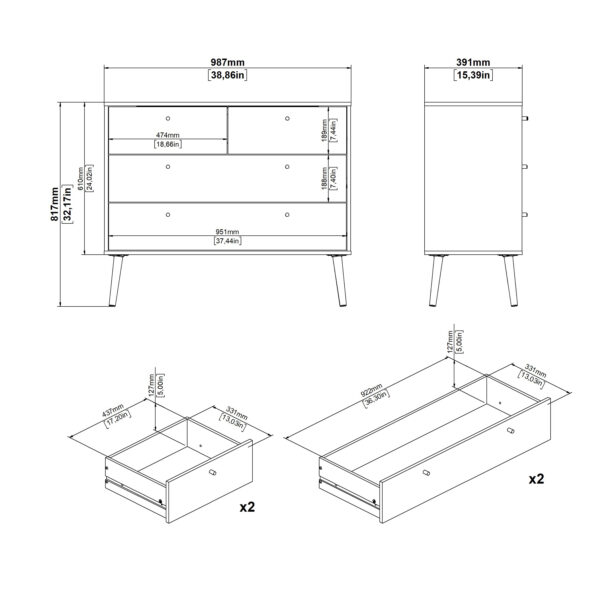 Cumbria Chest 2 + 2 Drawers White - Image 11