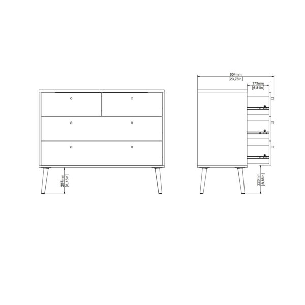 Cumbria Chest 2 + 2 Drawers Dark Grey - Image 12
