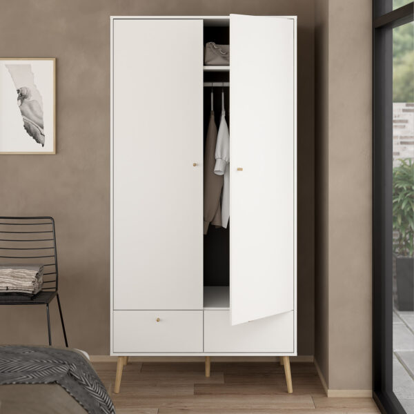 Cumbria Wardrobe with 2 Doors + 2 Drawers White - Image 10