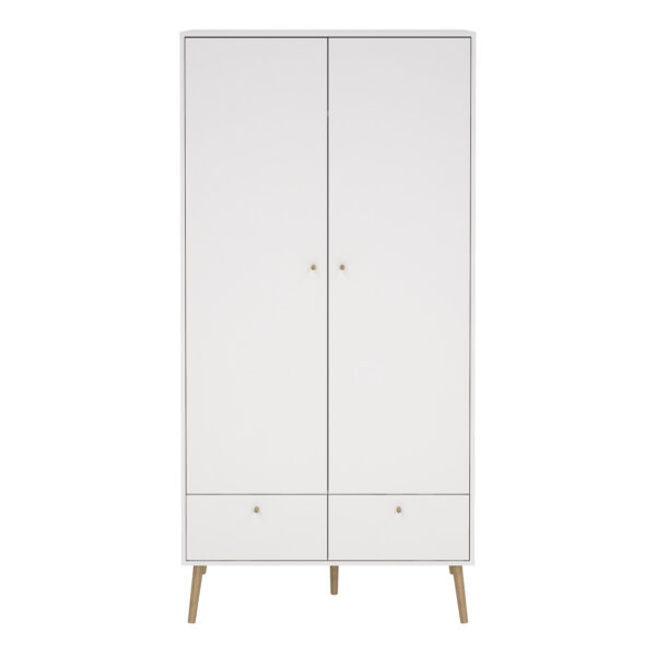 Cumbria Wardrobe with 2 Doors + 2 Drawers White - Image 2