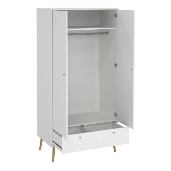 Cumbria Wardrobe with 2 Doors + 2 Drawers White - Image 5