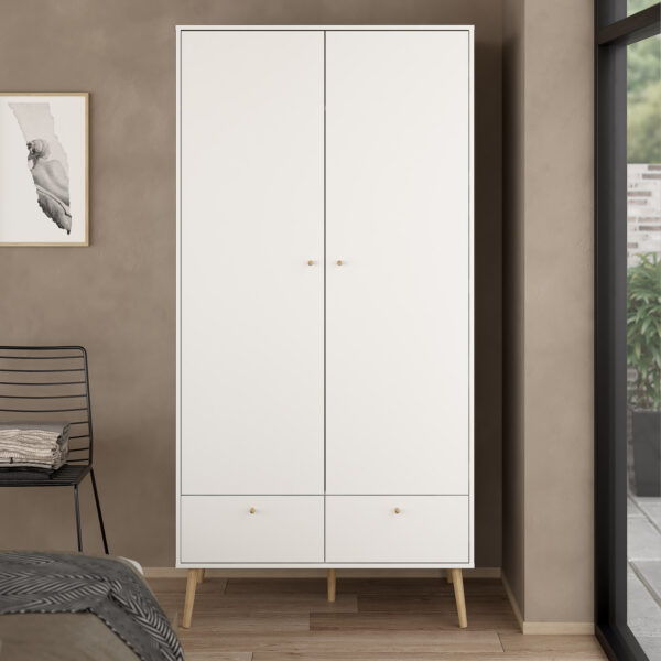 Cumbria Wardrobe with 2 Doors + 2 Drawers White - Image 9