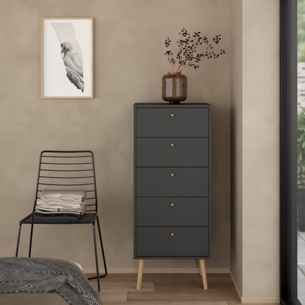 Cumbria Chest 5 Drawers Dark Grey - Image 2