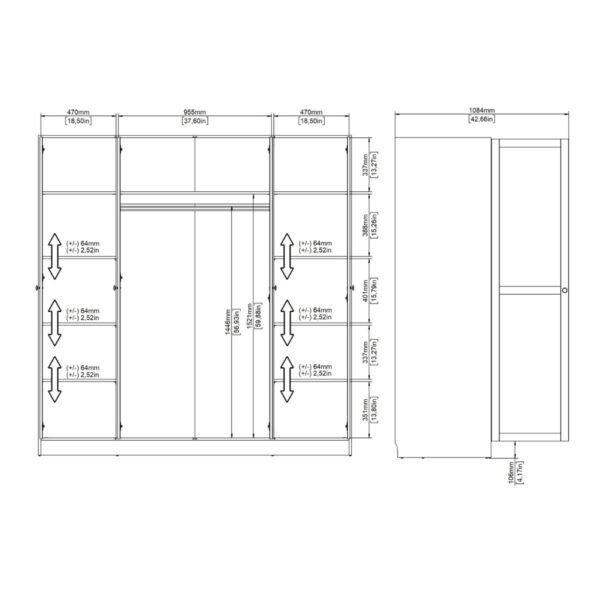 Brande Wardrobe with 4 Frame Doors in Jackson Hickory Oak - Image 12