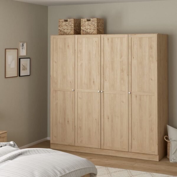 Brande Wardrobe with 4 Frame Doors in Jackson Hickory Oak - Image 5