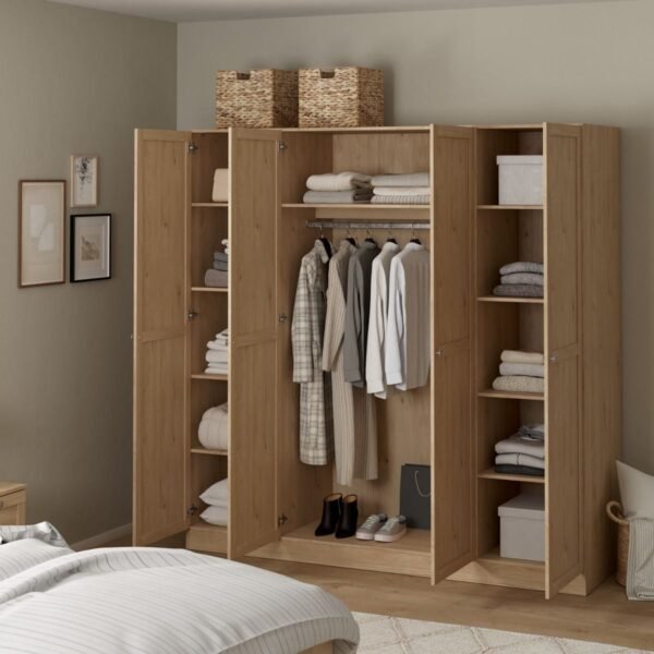 Brande Wardrobe with 4 Frame Doors in Jackson Hickory Oak - Image 7