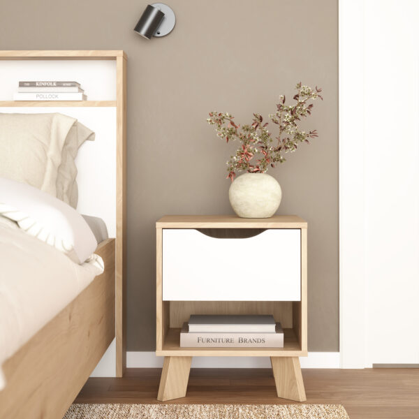 Ikast Nightstand 1 Drawer in Jackson Hickory and White - Image 10