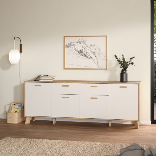 Ikast Sideboard 4 Doors + 1 Drawer in Jackson Hickory and White - Image 8