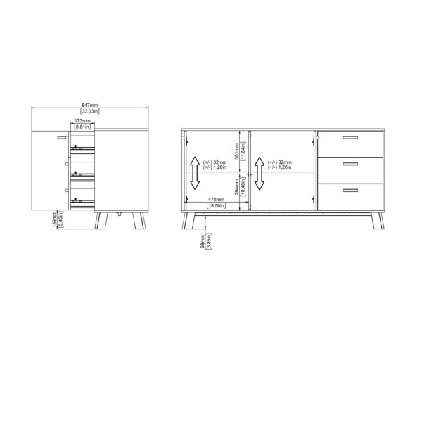 Ikast Sideboard 2 Doors + 3 Drawers in Jackson Hickory and White - Image 12