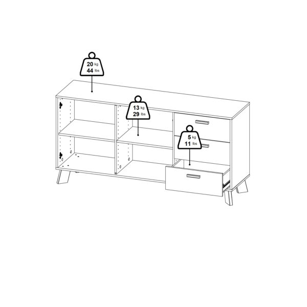 Ikast Sideboard 2 Doors + 3 Drawers in Jackson Hickory and White - Image 13