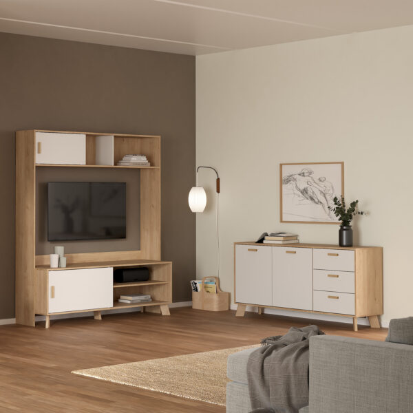 Ikast Sideboard 2 Doors + 3 Drawers in Jackson Hickory and White - Image 2