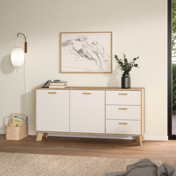 Ikast Sideboard 2 Doors + 3 Drawers in Jackson Hickory and White - Image 8