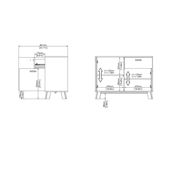 Ikast Sideboard 2 Doors + 1 Drawer in Jackson Hickory and White - Image 12