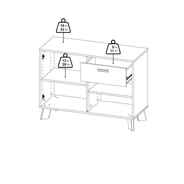 Ikast Sideboard 2 Doors + 1 Drawer in Jackson Hickory and White - Image 13