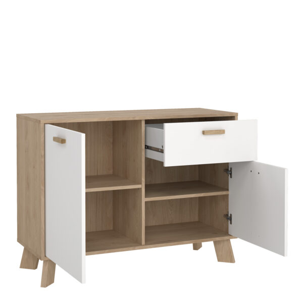 Ikast Sideboard 2 Doors + 1 Drawer in Jackson Hickory and White - Image 7
