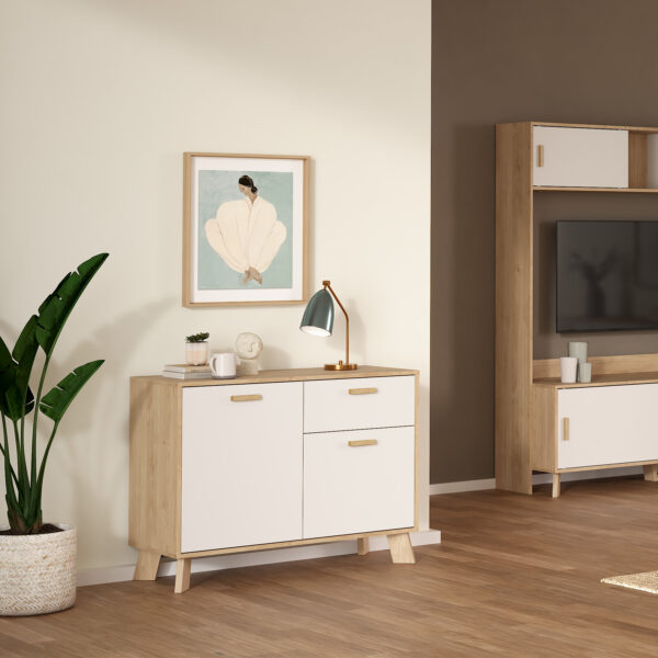 Ikast Sideboard 2 Doors + 1 Drawer in Jackson Hickory and White - Image 2