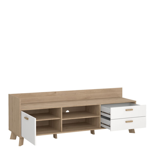 Ikast TV-unit with 1 Door + 2 Drawers in Jackson Hickory and White - Image 6