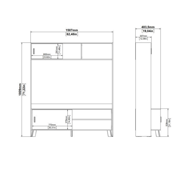 Ikast TV-Wall Unit with 2 Sliding Doors in Jackson Hickory and White - Image 12
